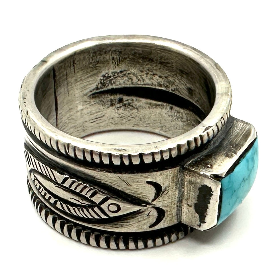 Coin Silver Ring with Carico Lake By Joe O'Neill (Falcon Trading Company)