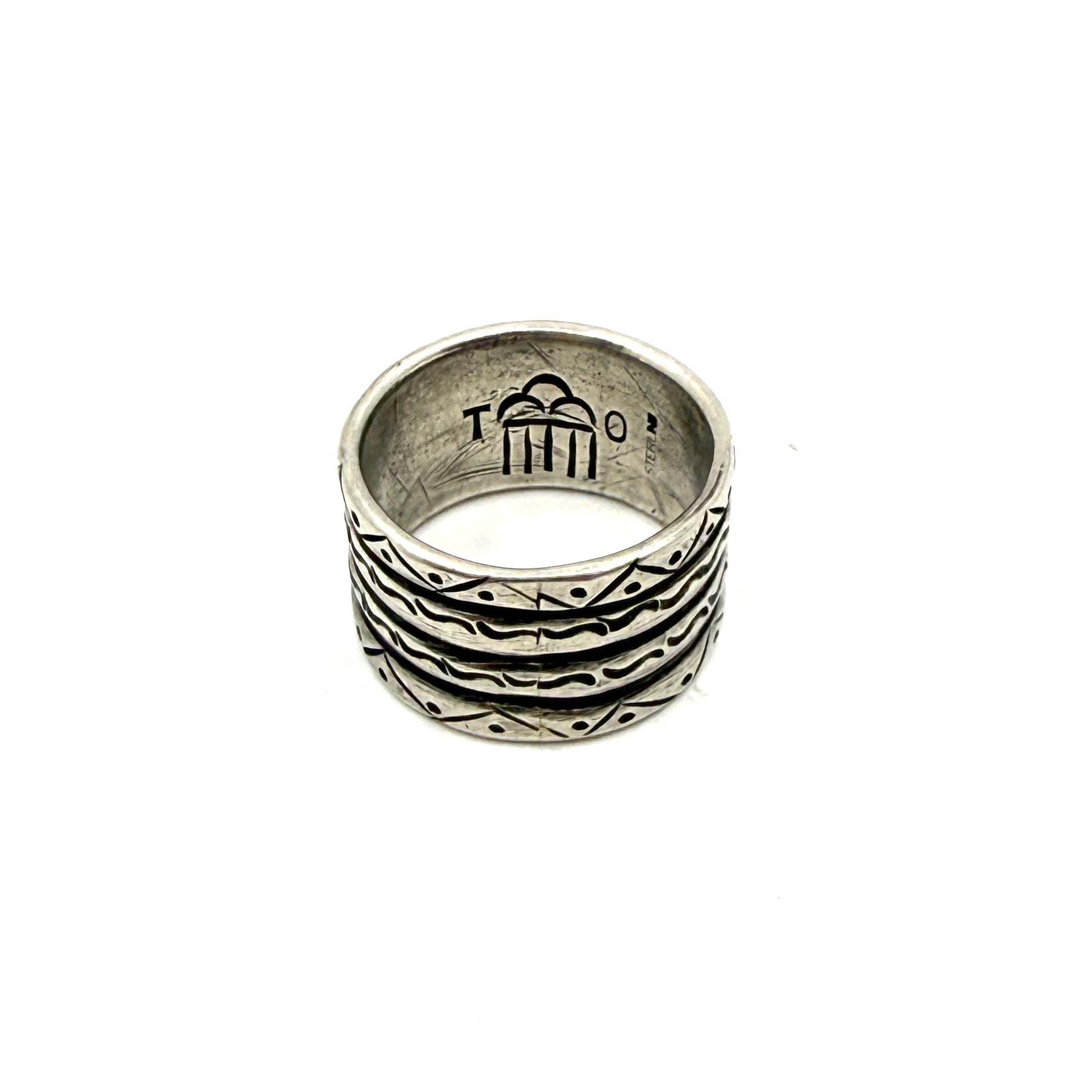 Troy Oviedo Tufa Cast Sterling Silver Stamped Ring