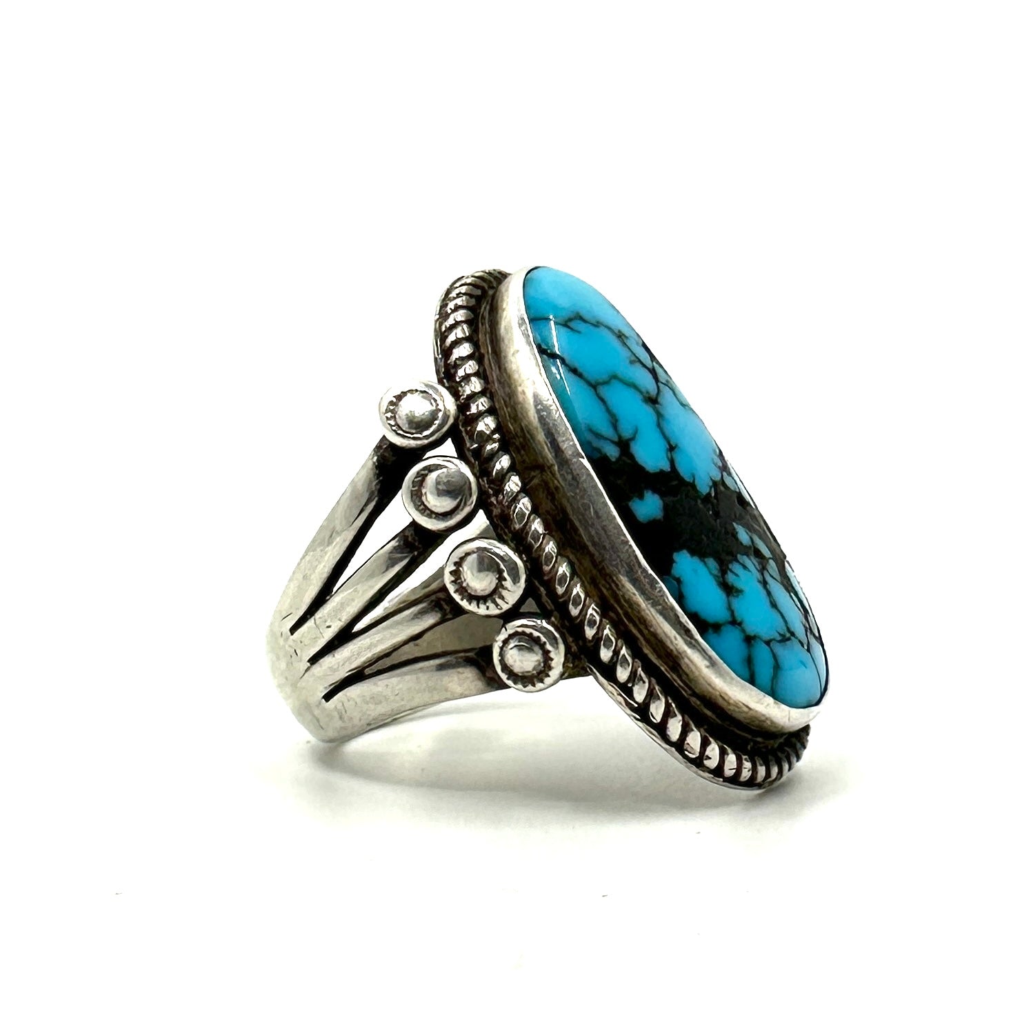 Vintage Navajo Split Shank Ring with Godber Burnham Turquoise