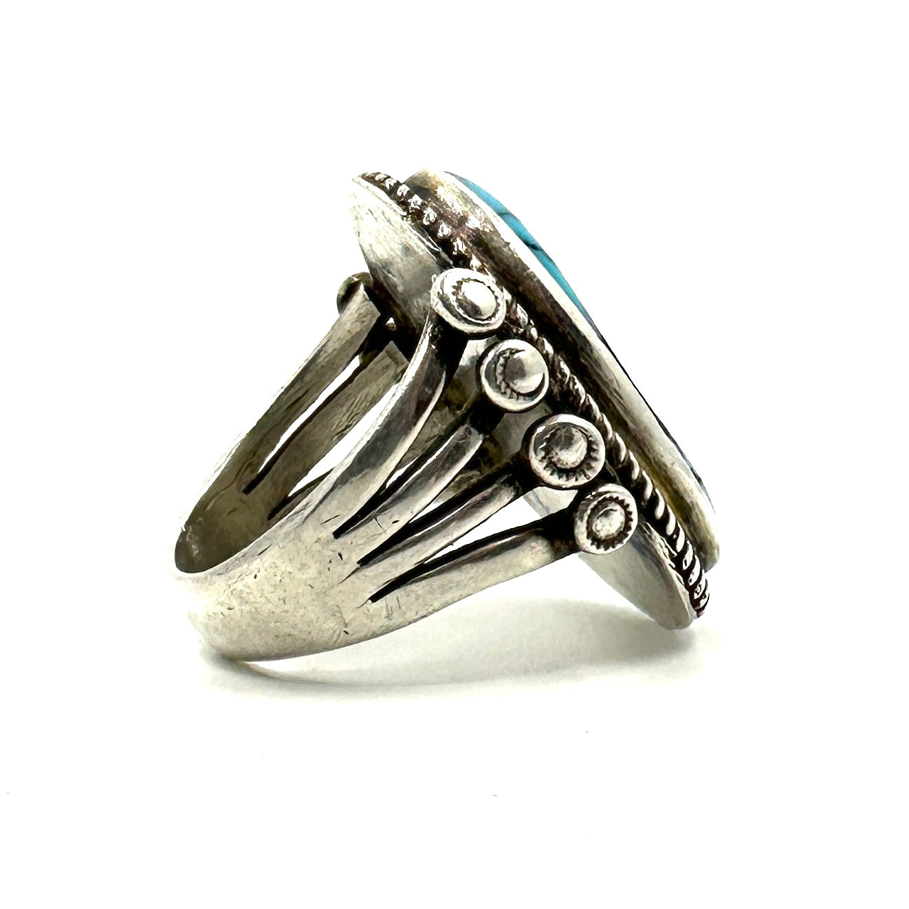 Vintage Navajo Split Shank Ring with Godber Burnham Turquoise