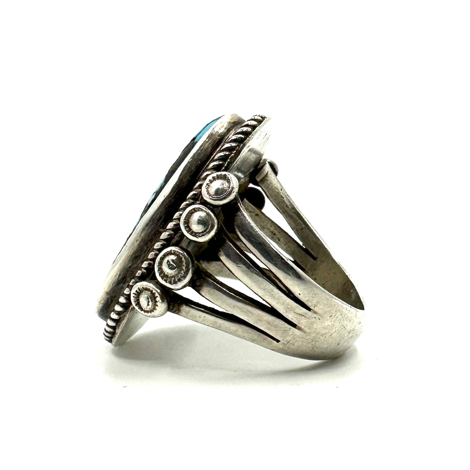 Vintage Navajo Split Shank Ring with Godber Burnham Turquoise