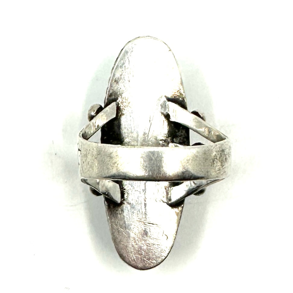 Vintage Split Shank Ring with Spiderweb Turquoise Size 8