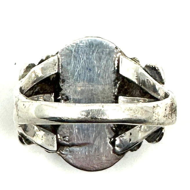 Vintage Navajo Split Shank Ring with Concho Appliques Size 8