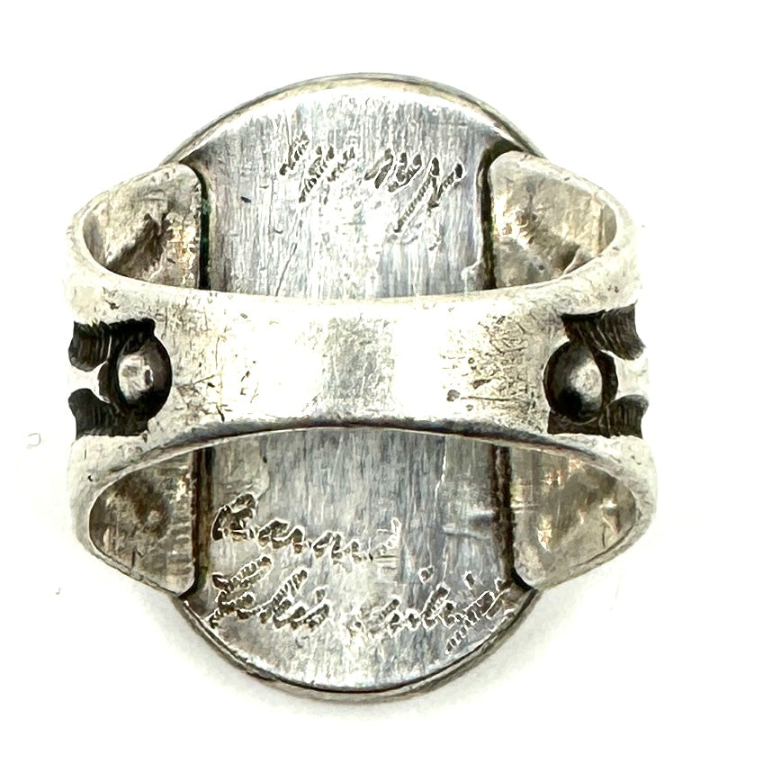 Vintage Stamped Ring with High-Grade Morenci Turquoise Size 11