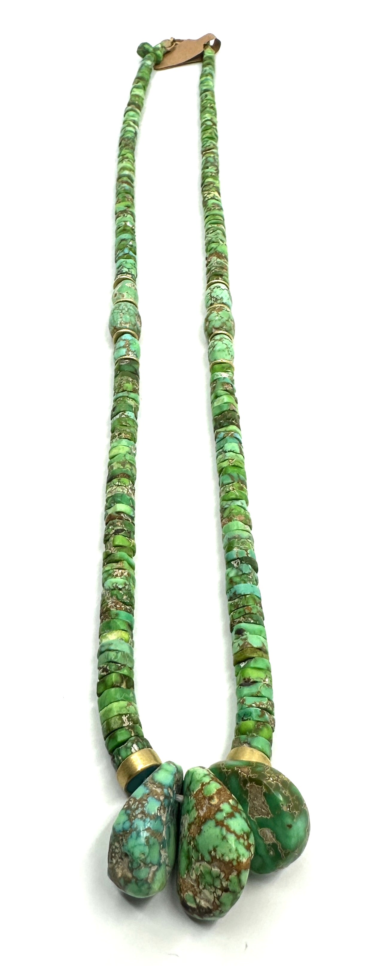 Michael Grant Carico Lake Turquoise Rondelle Bead Necklace with 18k Gold