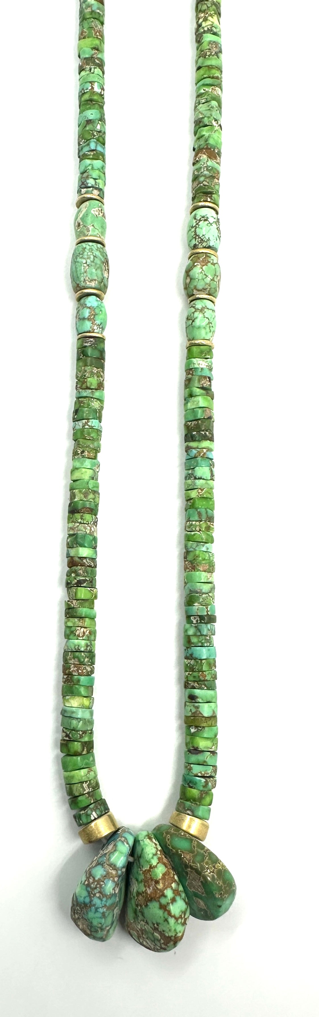 Michael Grant Carico Lake Turquoise Rondelle Bead Necklace with 18k Gold