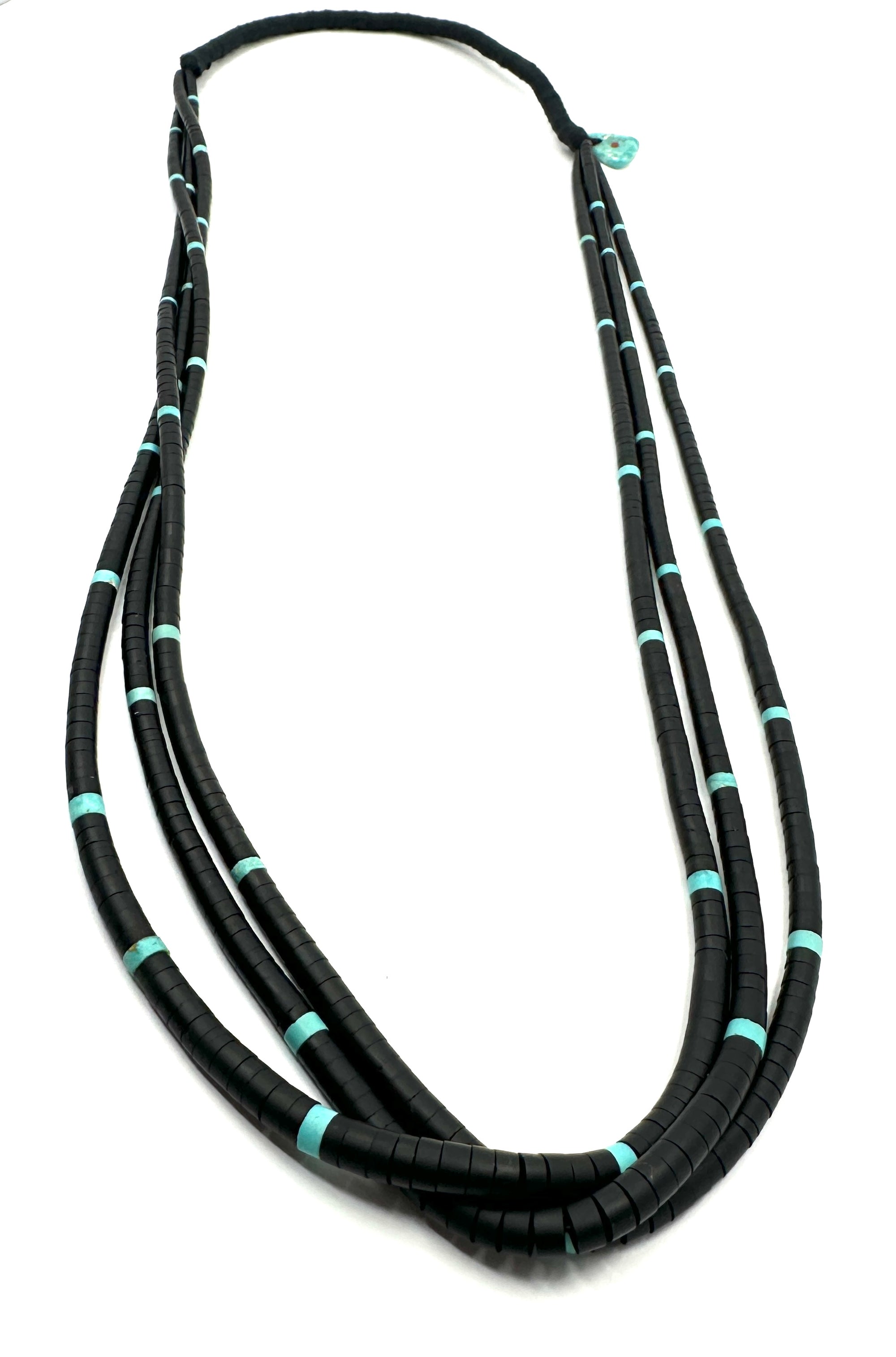 Cheyenne Grabiec Three Strand Jet and Poquito Ridge Heishi Necklace