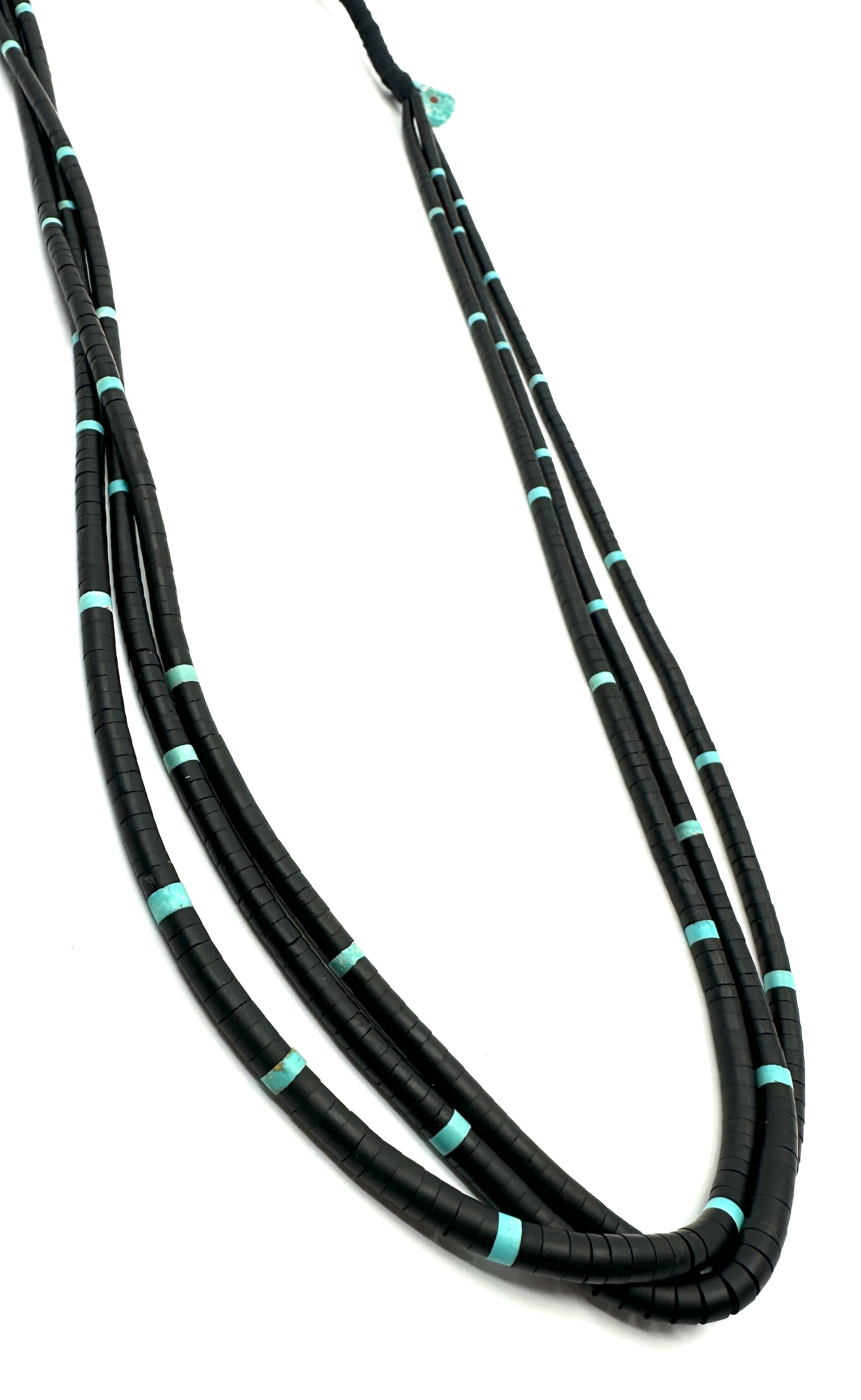 Cheyenne Grabiec Three Strand Jet and Poquito Ridge Heishi Necklace